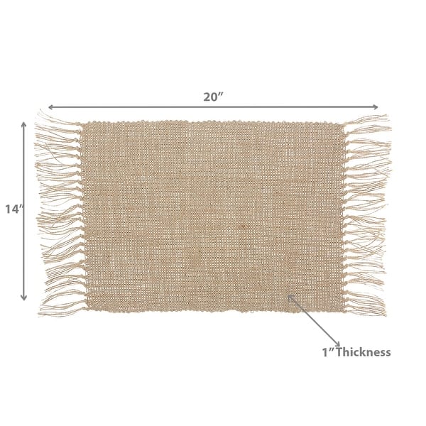 Rectangular Handloom Placemat White Natural 14 X 20 Set of 12 Bed