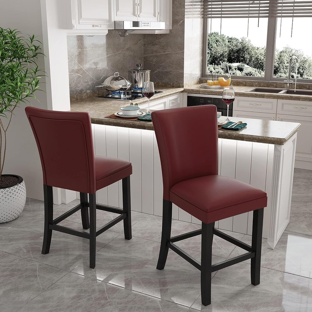 Bar Stools Faux Leather Upholstered Chairs Dining Chairs