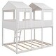 preview thumbnail 9 of 10, Full Over Full Bunk Bed with Roof, Window & Guardrail, Antique White