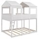 preview thumbnail 25 of 26, Full Over Full Wood Bunk Bed with Roof, Window, Guardrail & Ladder, Playhouse-Inspired, Safe & Durable Design, Antique Grey
