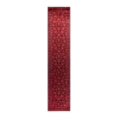 Overton Hand Knotted Wool Vintage Inspired Modern Contemporary Overdyed Pink Runner Rug - 2' 6" x 12' 3"