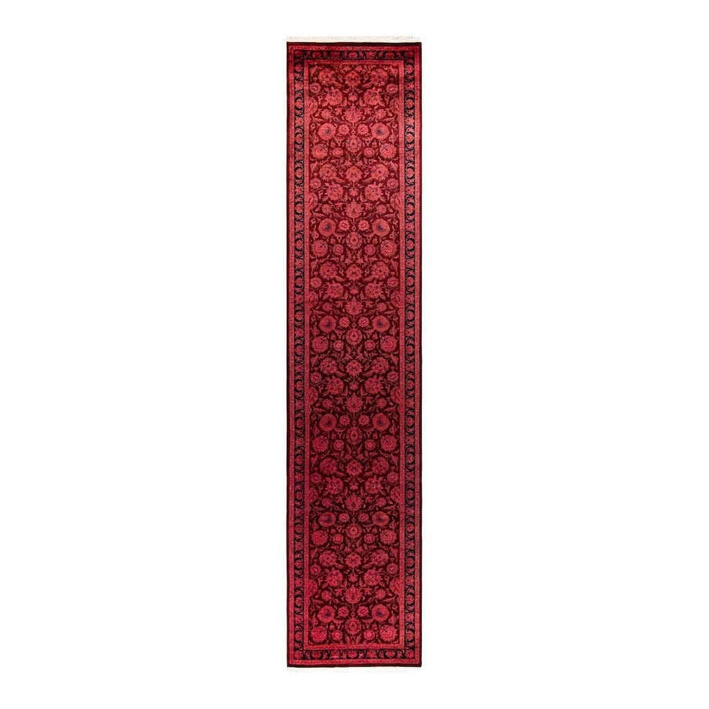Overton Hand Knotted Wool Vintage Inspired Modern Contemporary Overdyed Pink Runner Rug - 2' 6" x 12' 3"