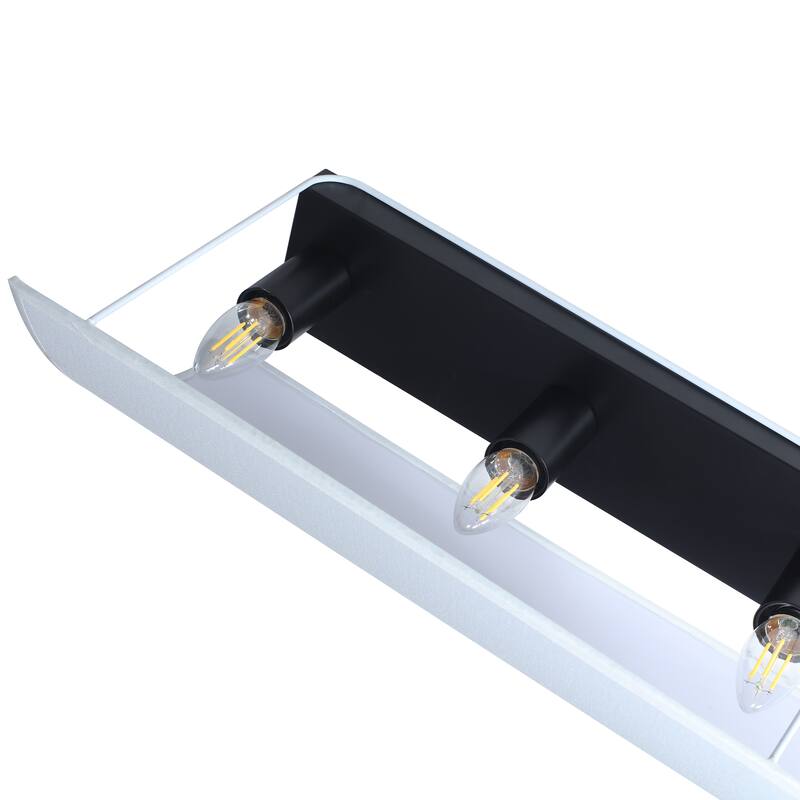 3-Light Modern Minimalist Rectangular Black & White Wall Sconce - Matte Black