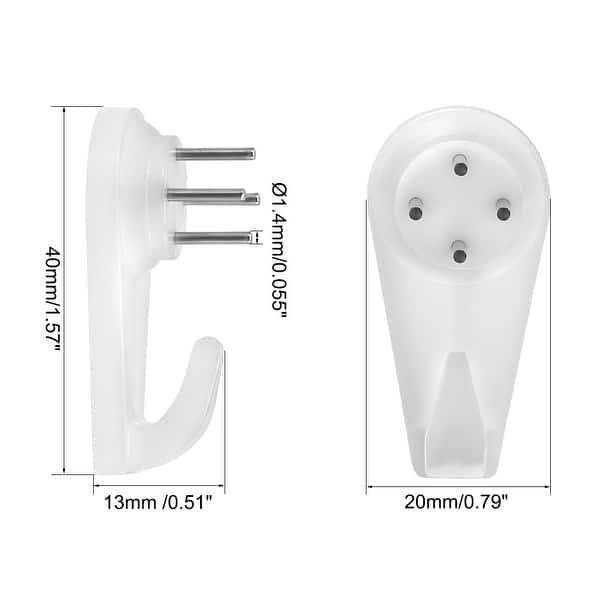 22lbs Hardwall Hanger Wall Mount Nonmark Hook Picture Hangers, 20 Pcs