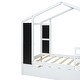 preview thumbnail 12 of 12, White Twin Size Solid Wood House Bed with Trundle, Fence and Writing Board for Kids, Boys and Girls, Bedroom