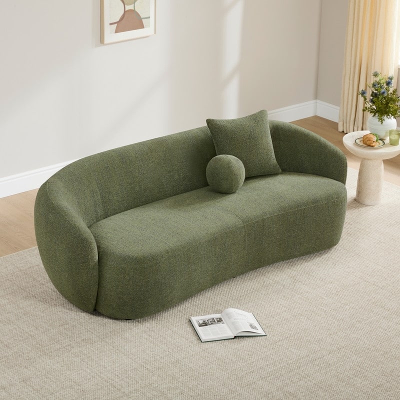 Spruce & Spring 89'' Boucle Upholstered Hugger Curved Sofa