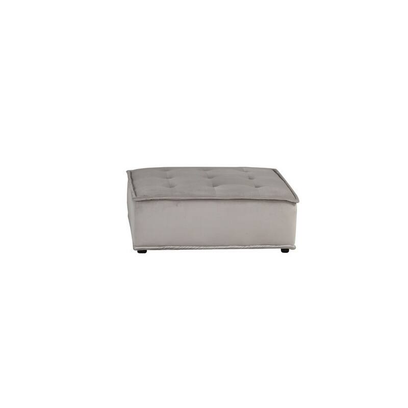 Nob 40 Inch Armless Lounge Chair, Set of 2, Tufted Seats, Gray Velvet