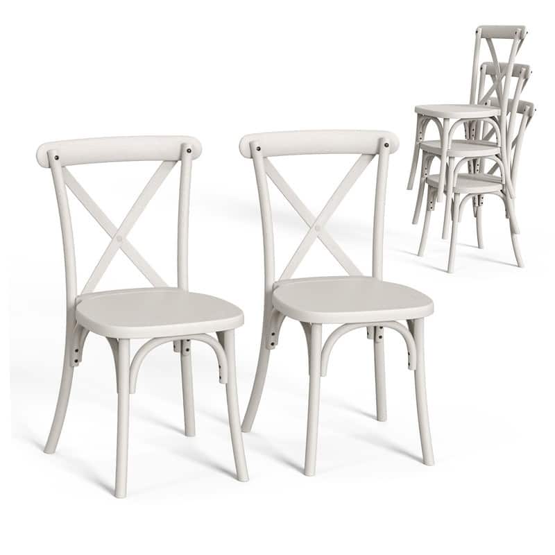 Patio Plastic Stackable Dining Chair Set (Set of 2) - N/A