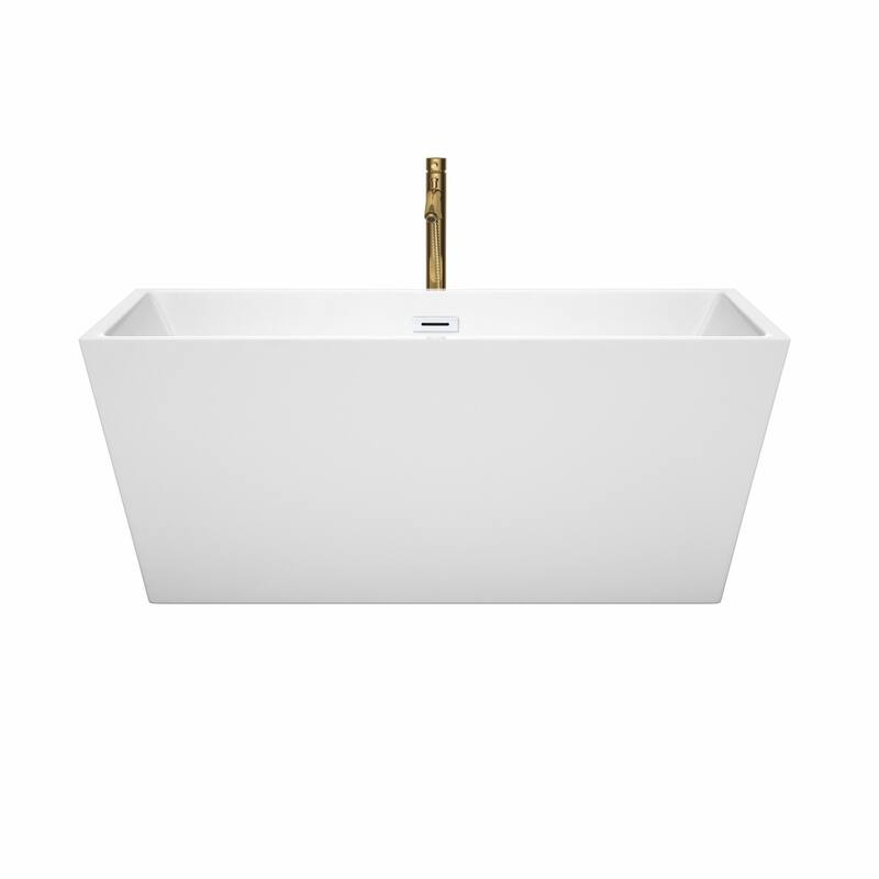 Wyndham Collection Sara 59" Freestanding Soaking Tub with Tub Filler