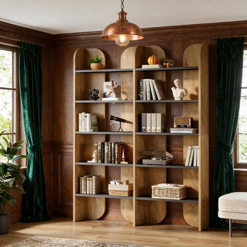 Modern 5-Tier Display Bookshelf - Spacious Bookcase Storage