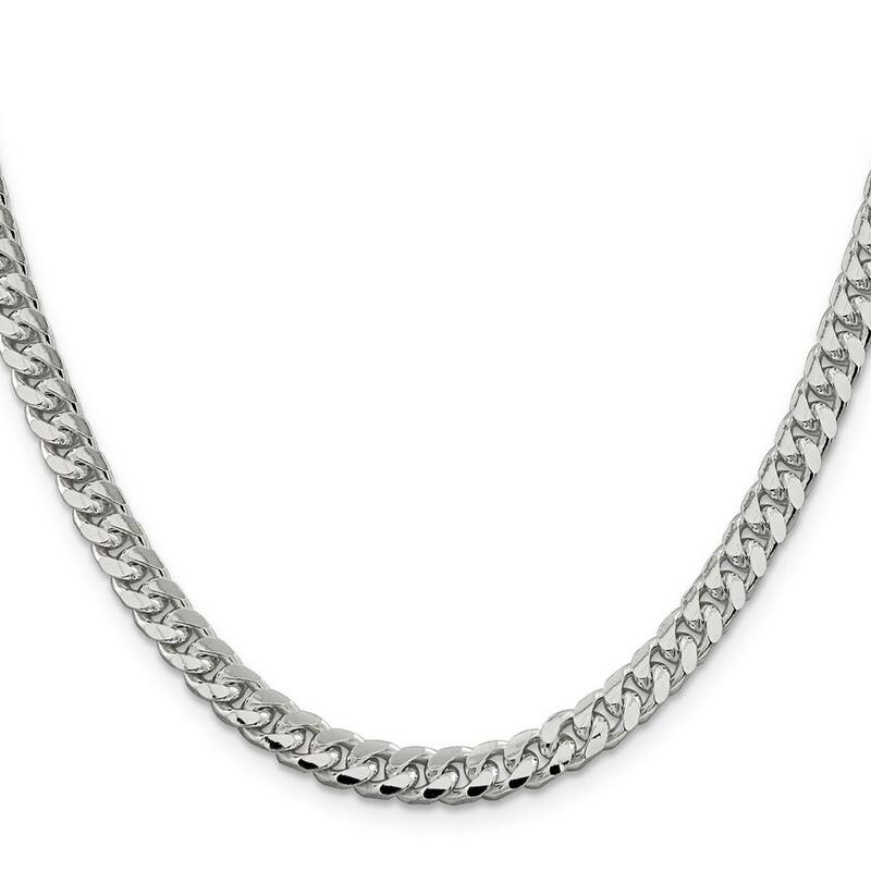 Curata 925 Sterling Silver 6mm Domed Curb Chain Necklace for Men