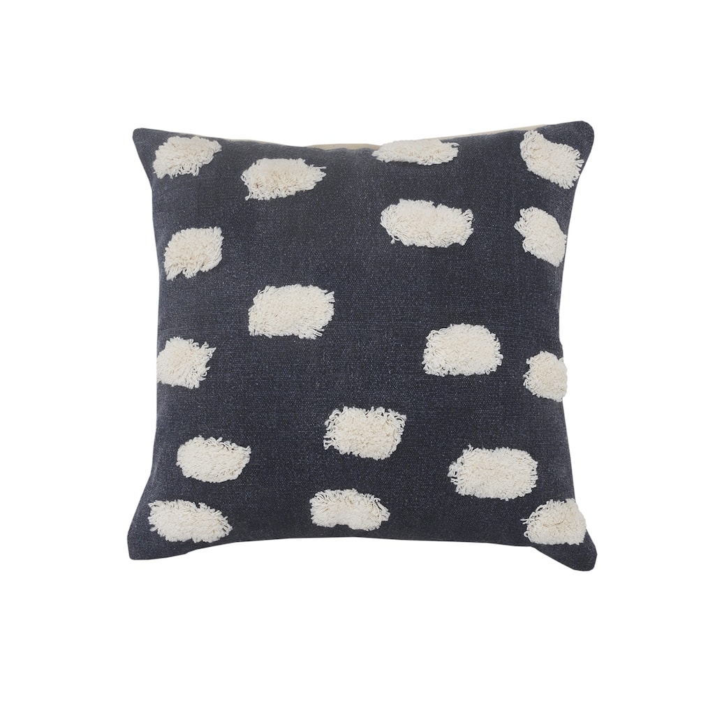 HomeRoots 20" X 20" Dark Blue And White 100% Cotton Zippered Pillow