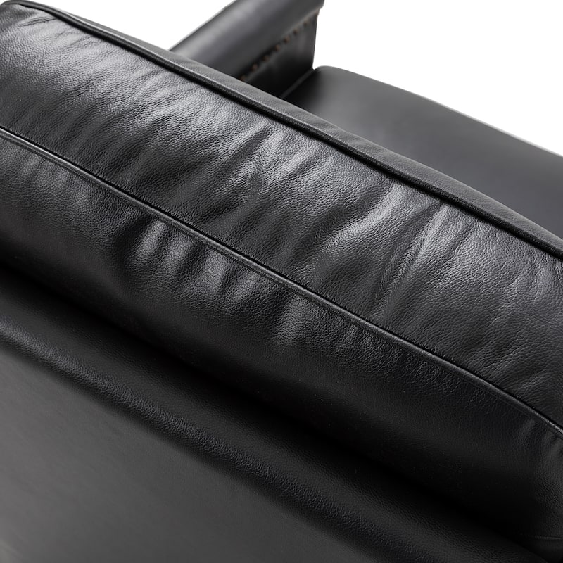 Rita Classic Genuine Leather Swivel Armchair With Nailhead Trims By HULALA HOME