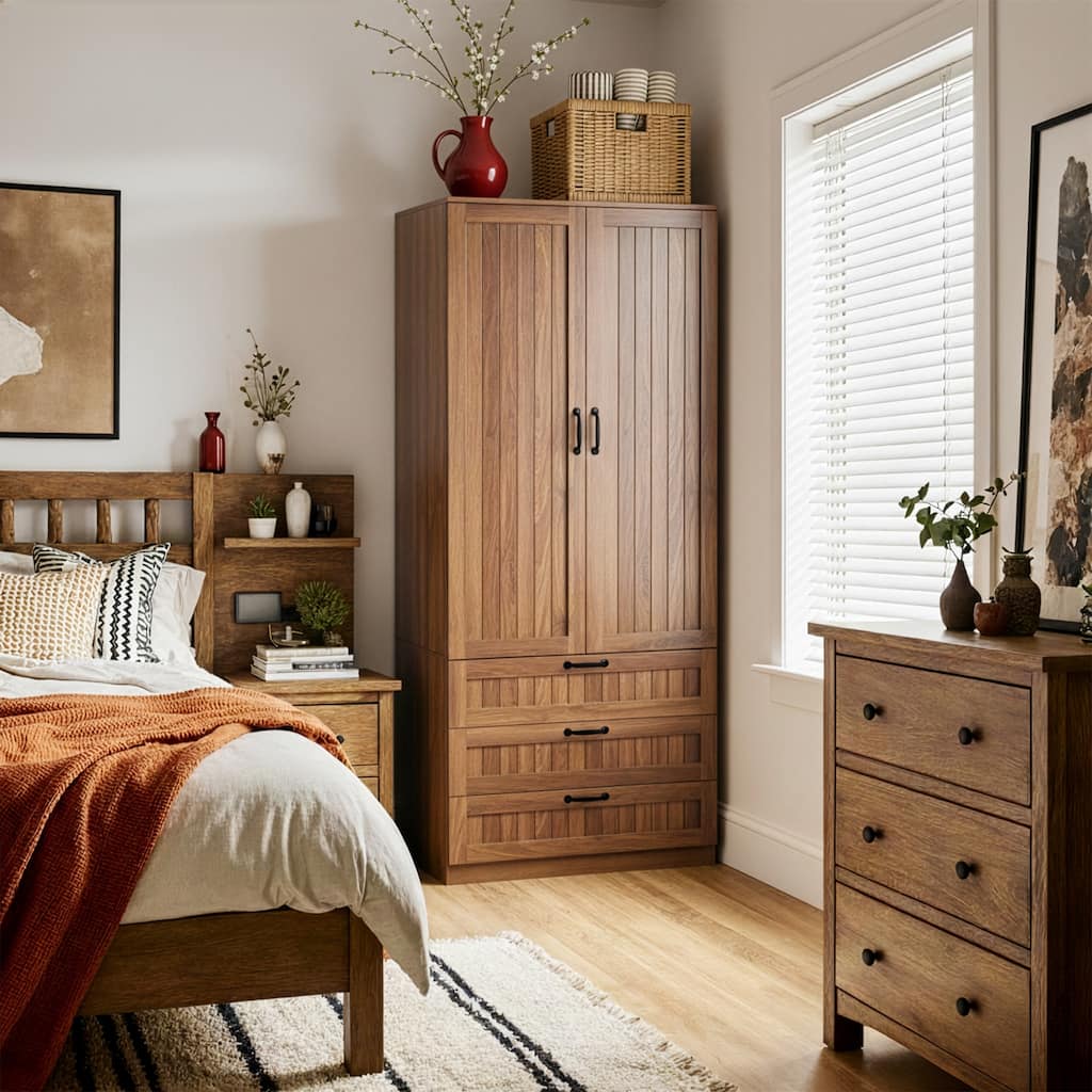 2 Doors Armoire Wardrobe Closet with Drawers