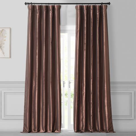Exclusive Fabrics Copper Brown Faux Silk Taffeta Curtain (1 Panel)