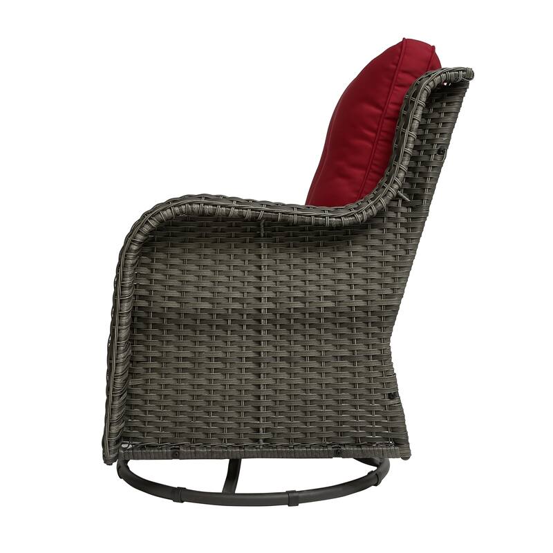 Outdoor Rattan Wicker Swivel Rocking Chair With Cushions