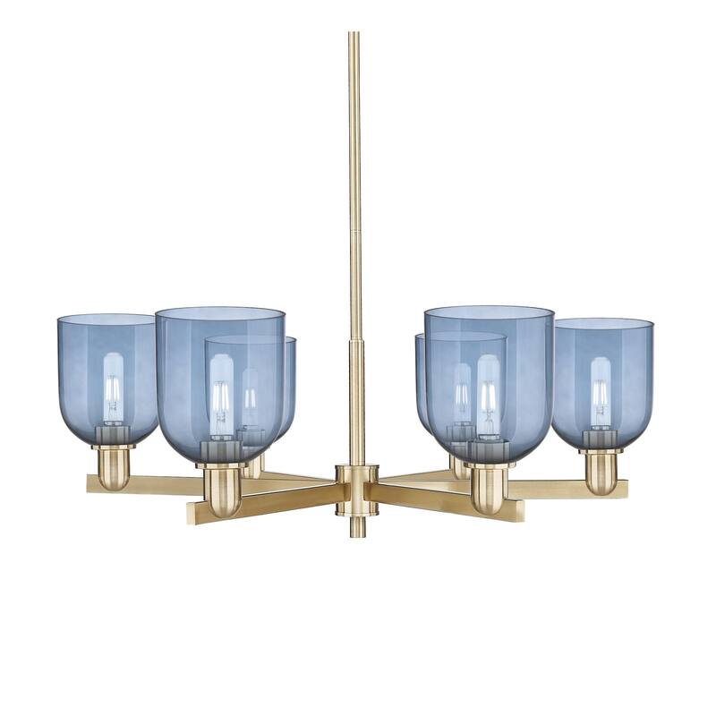Innovations Lighting 716-6CR-12-36 Bella Chandelier Bella 6 Light 36" - Champagne Bronze / Blue