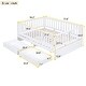 preview thumbnail 12 of 25, Full Size Daybed with Fence Guardrails and Drawers Floor Bed and Daybed, Gray