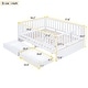 preview thumbnail 12 of 25, Full Size Wood Daybed with Fence Guardrails and 2 Drawers Split into Independent Floor Bed and Daybed, Gray
