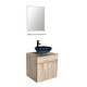 preview thumbnail 33 of 39, 24" Bathroom Vanity Set Tempered Glass/ Ceramics Sink Combo Wall Mounted Natural Cabinet Faucet Drain Mirror