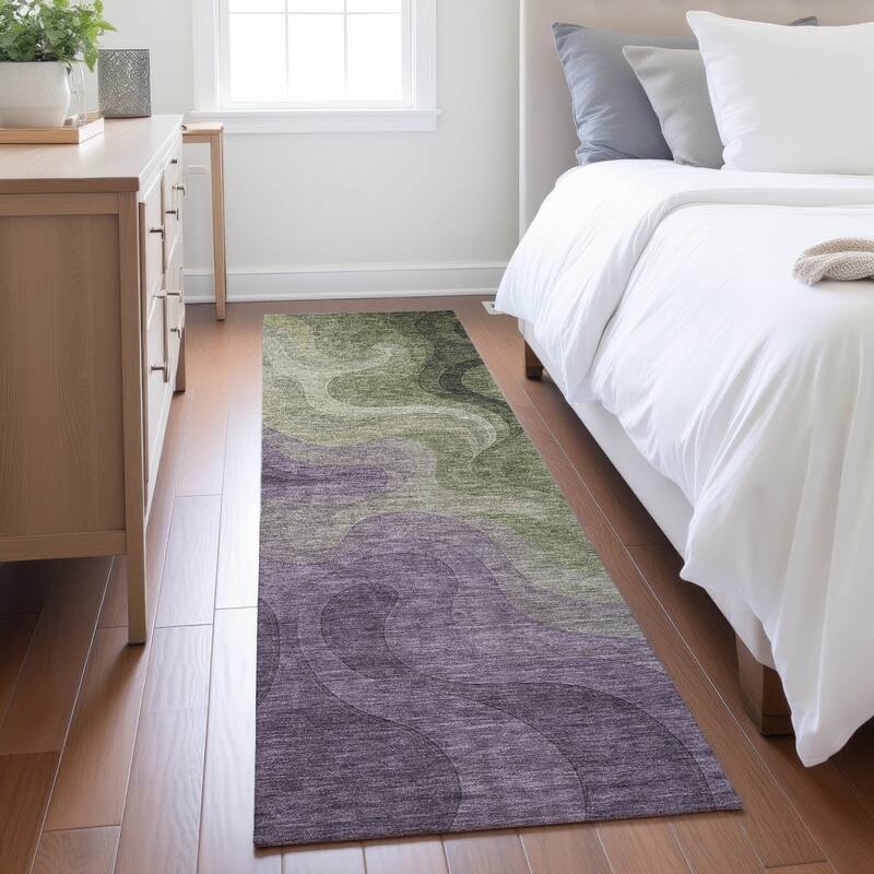 Machine Washable Indoor/ Outdoor Modern Dejuan Chantille Rug