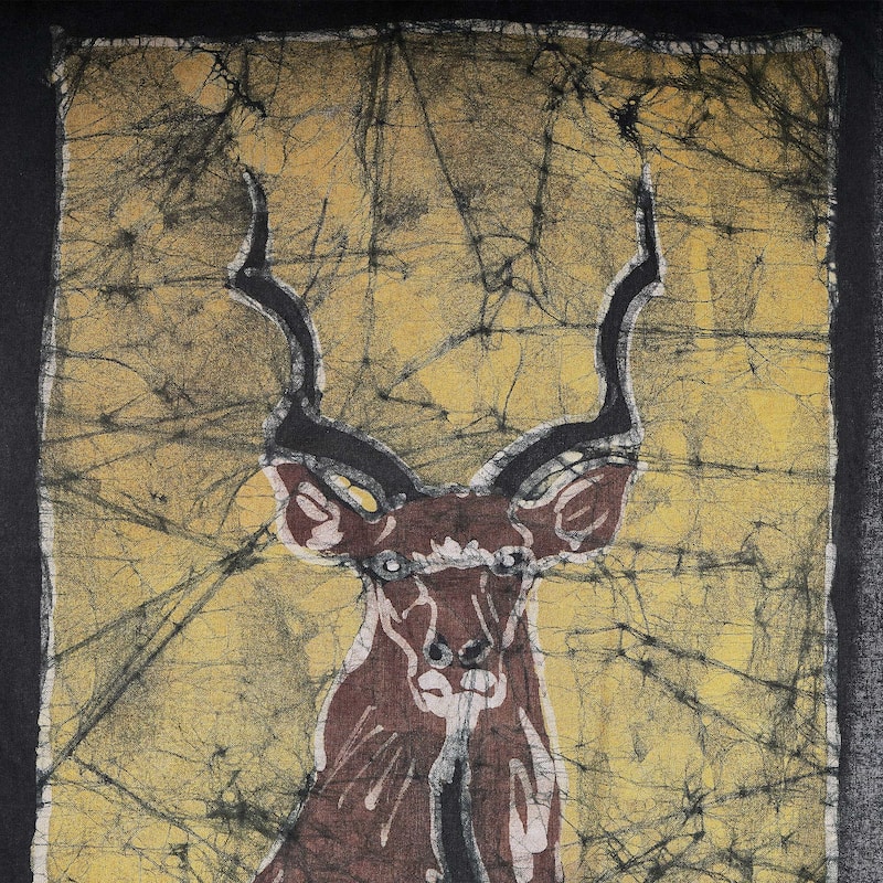 Novica Handmade Greater Kudu I Batik Cotton Wall Hanging