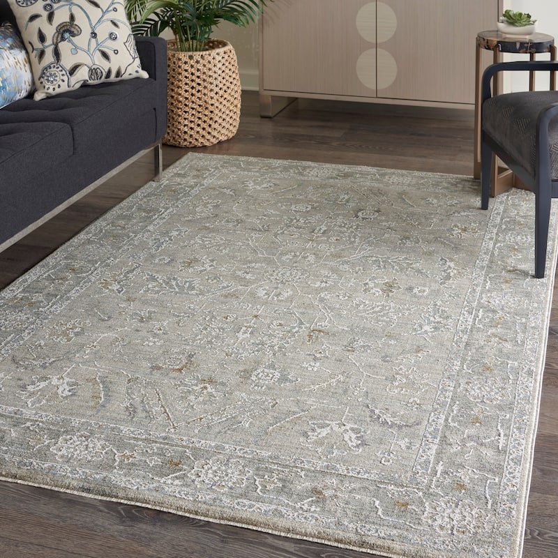 Nourison Asher Indoor only Persian Floral Medallion Area Rug - 5'3" x 7'8" - Light/Grey