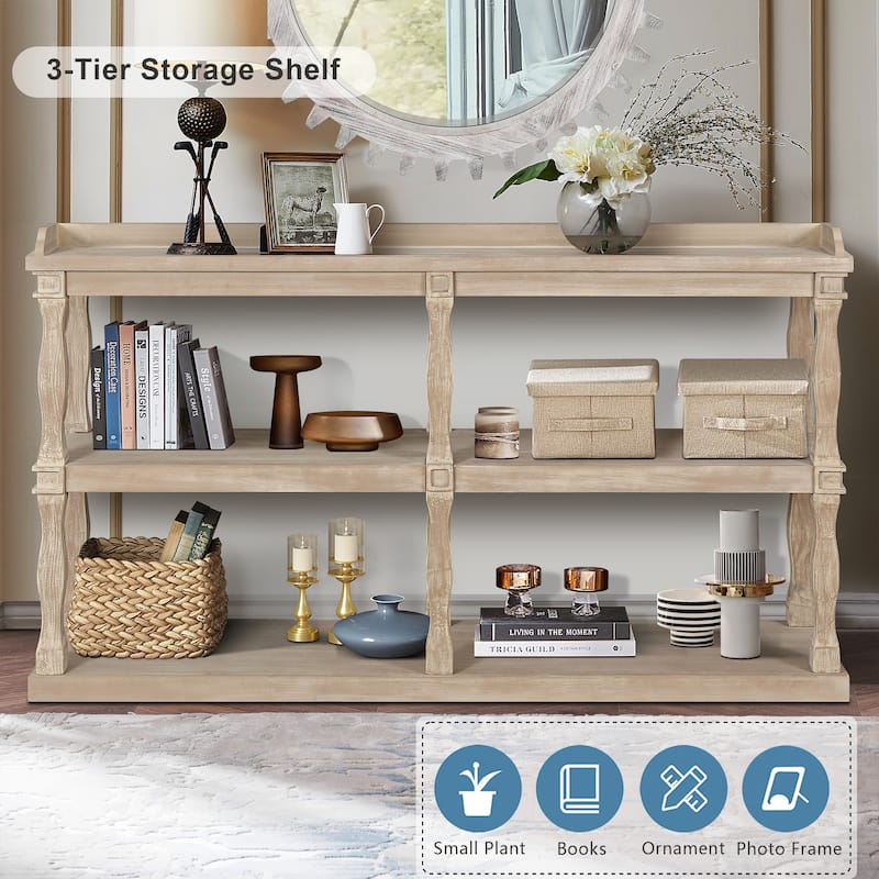 Console Table with 3-Tier Open Storage Spaces