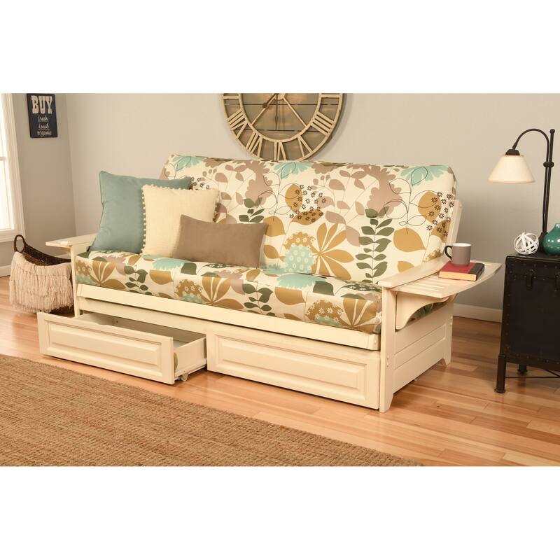 Copper Grove Dixie Futon Set in Antique White Wood with Innerspring Mattress