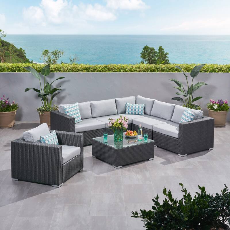 Christopher Knight Home Santa Rosa Outdoor 7-piece Wicker Seating Sectional Set