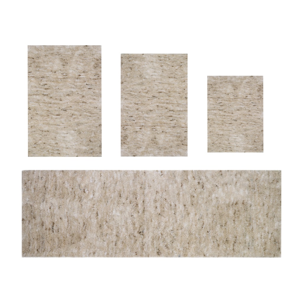 Home Weavers Cloud Comfort 100% Microfiber Bathroom Rug Non Slip Bath & Water Absorbent Soft Bath Mat 4 PC Set with Runner
