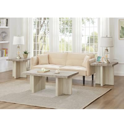 Roundhill Furniture Mchome 3-Piece Coffee Table Set, Coffee Table and Two End Tables