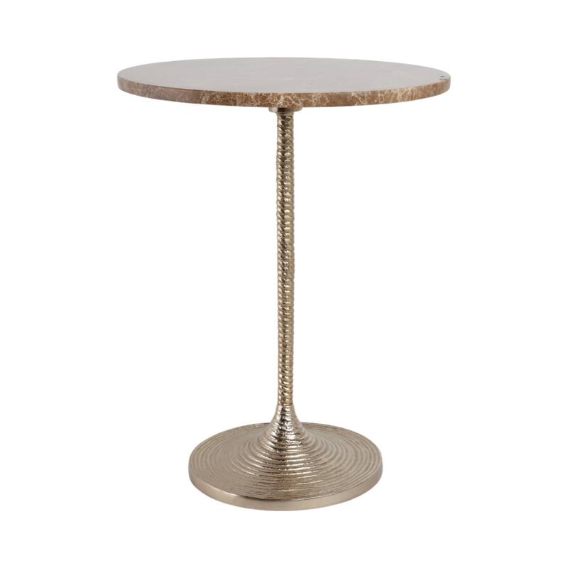 Metal Base Marble Top Modern Glam Accent Table Round Silhouette