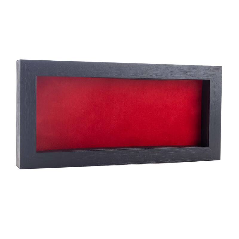 10x20 Shadow Box Frame Textured Black Wood Includes a Red Real Suede Texture Acid-Free Backing Board - Holds 10x20 Photo