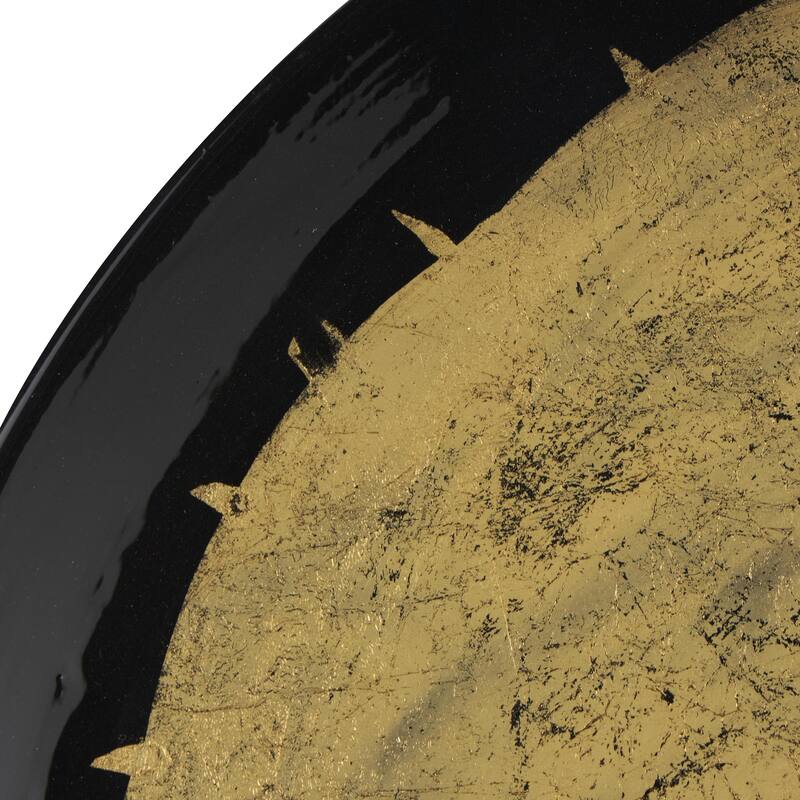 Metal Abstract 3D Circular Disk Home Wall Decor - Set of 3 Gold, Dark Blue, White - Roche River Decor