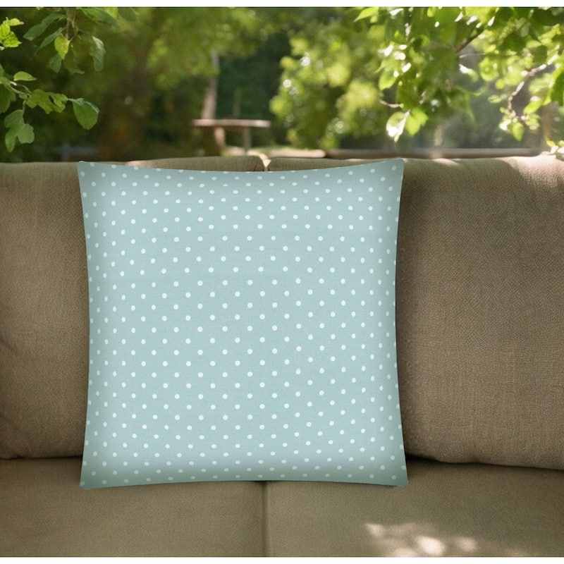 17" Seafoam Polka Dot Indoor Outdoor Throw Pillow Cover - Seafoam