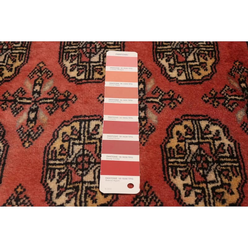 ECARPETGALLERY Hand-knotted Peshawar Bokhara Coral Wool Rug - 2'8 x 7'10