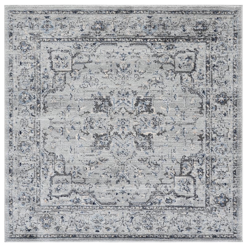 SAFAVIEH Charleston Prabha Vintage Boho Oriental Rug - 4' Square - Grey/Dark Grey