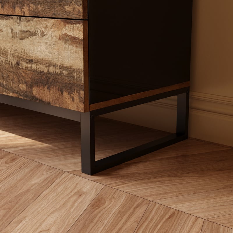 Bookshelves Sideboard Cabinet with Glass Doors and Rustic Wood Drawers 63" Credenza Storage Cabinet