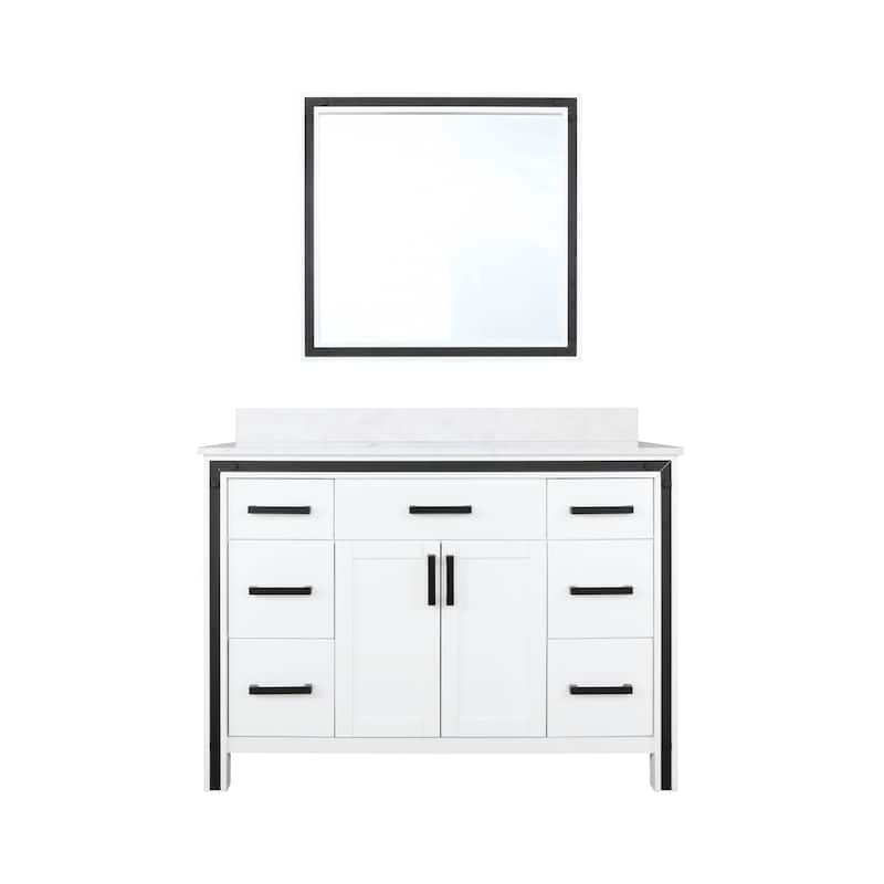 Lexora Ziva 48 inch single Bathroom Vanity Countertop Sink With Mirror