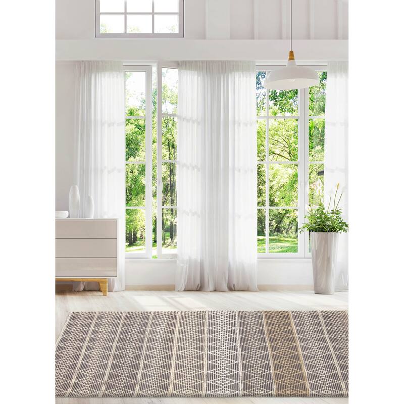 ECARPETGALLERY Braid weave Sienna Grey Wool Rug - 5'0 x 8'0