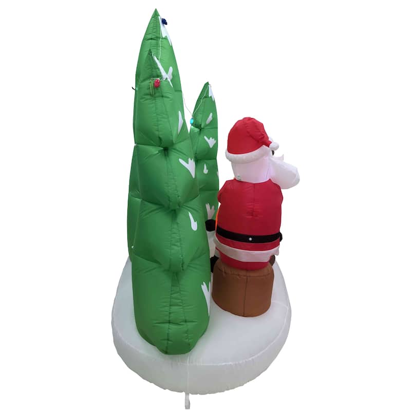 LED Lighted Inflatable Santa and Reindeer Outdoor Christmas Decoration - 8' - Green