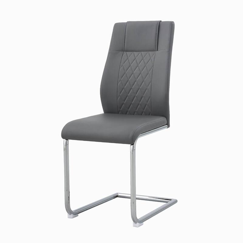 Faux Leather Padded Seat Upholstered Dining Chair with Metal Legs,Set of 6