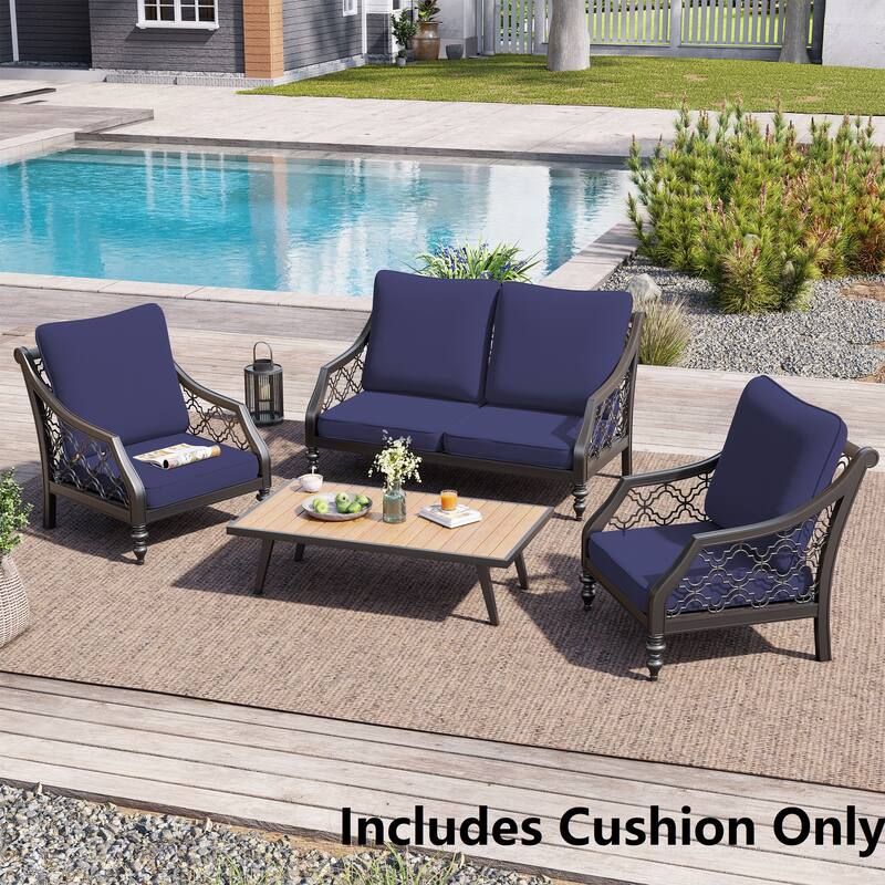 Crestlive Outdoor Deep Seat Cushion Set - 4 - Set - Navy Blue