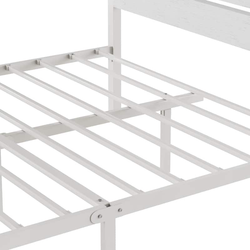 VECELO Industrial Wood Bed Frame with Headboard, Twin Size Beds/Full Size Beds/Queen Size Beds