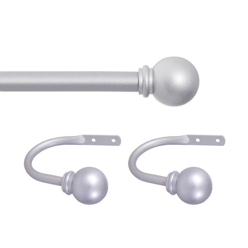 Kenney Chelsea 5/8" Decorative Curtain Rod & Holdback Set - 28-48" - Brushed Nickel