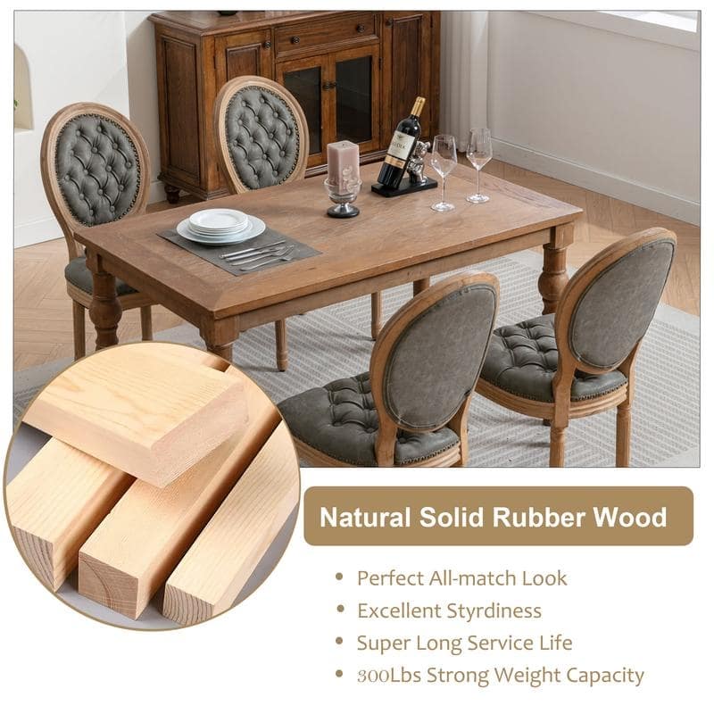 French Style Solid Wood Dining Chair with Nailhead Set of 6