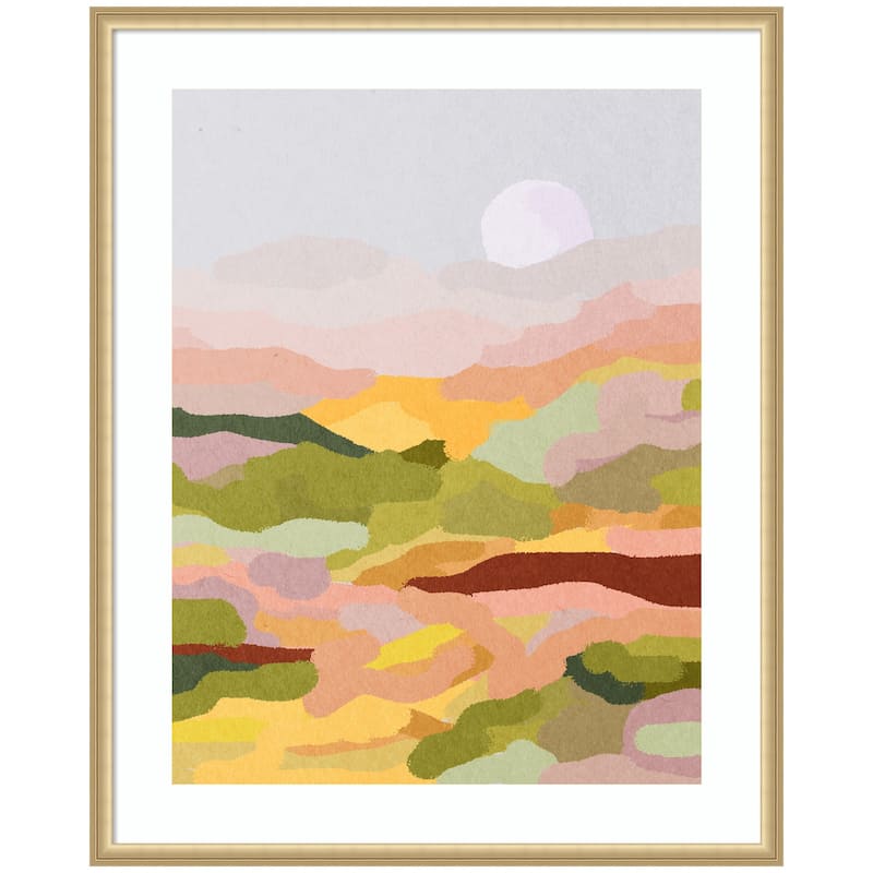 Kate and Laurel Framed Art Beautiful Landscape by July Art Prints - 34x42 - Gold