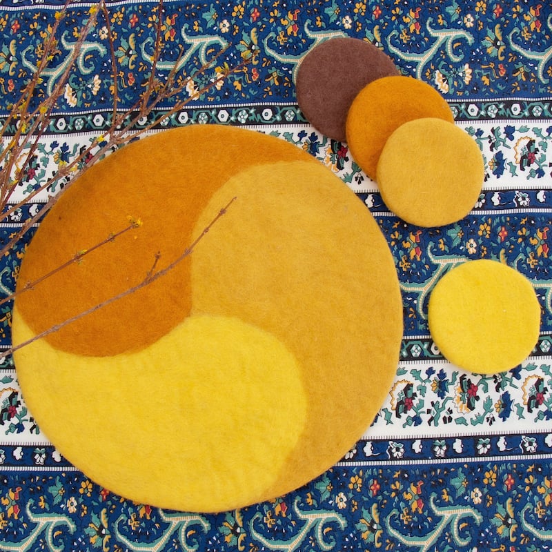 Handmade Felt Paisley Placemat Chargers, Set of 4