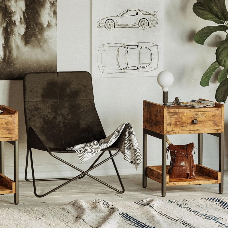 Nightstand Bedside Table with Charging Station